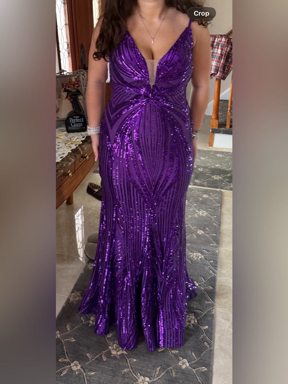 Jovani Purple Sequined Evening Gown